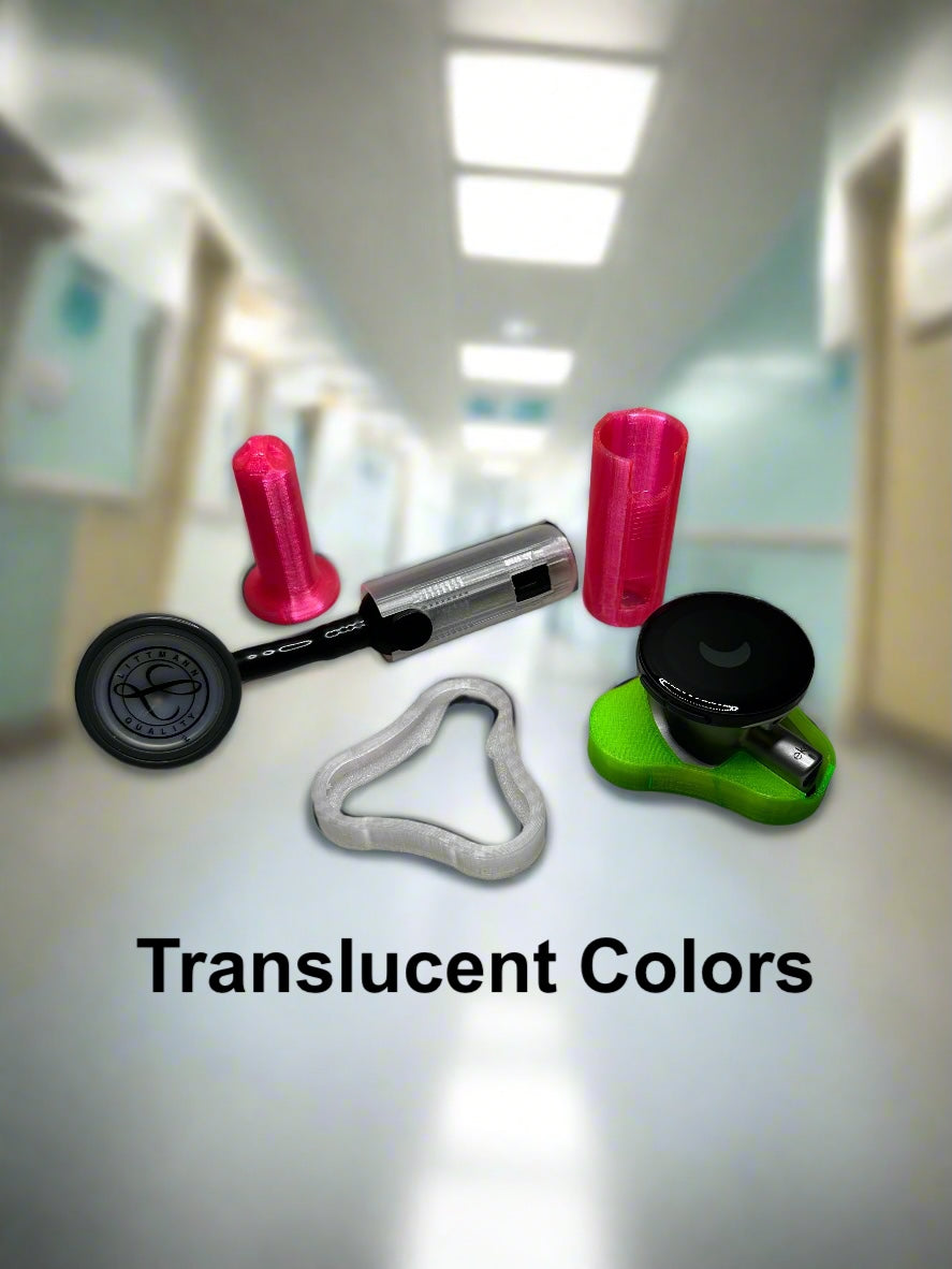 Translucent colorful objects on a reflective surface with 'Translucent Colors' text.