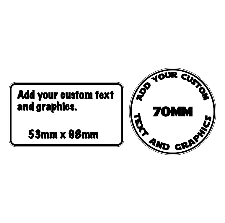 Custom sizes and graphics available
