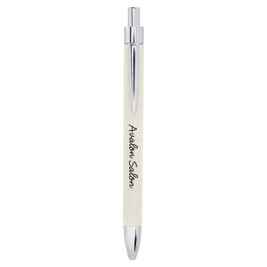 Silver pen with a white body on a transparent background