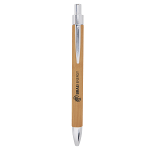 Bamboo pen with silver accents on a white background
