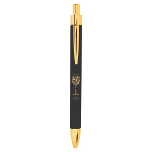 Pen with black body and gold accents on a transparent background