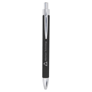 Black pen with silver accents on a white background