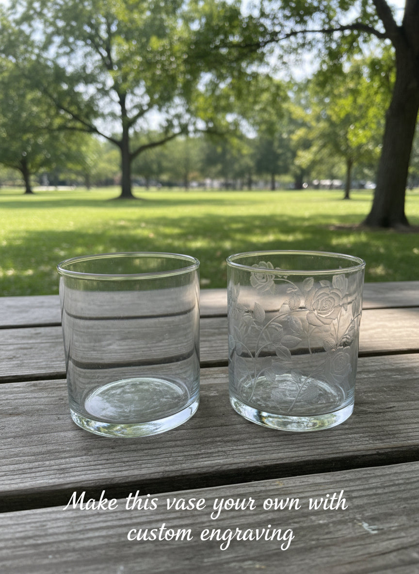 Clear glass on a white surface with a textured wall background