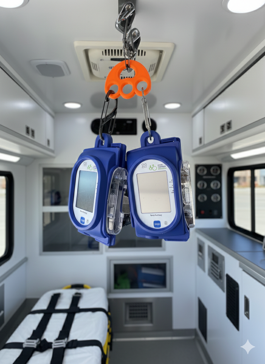 IV holder in an ambulance 