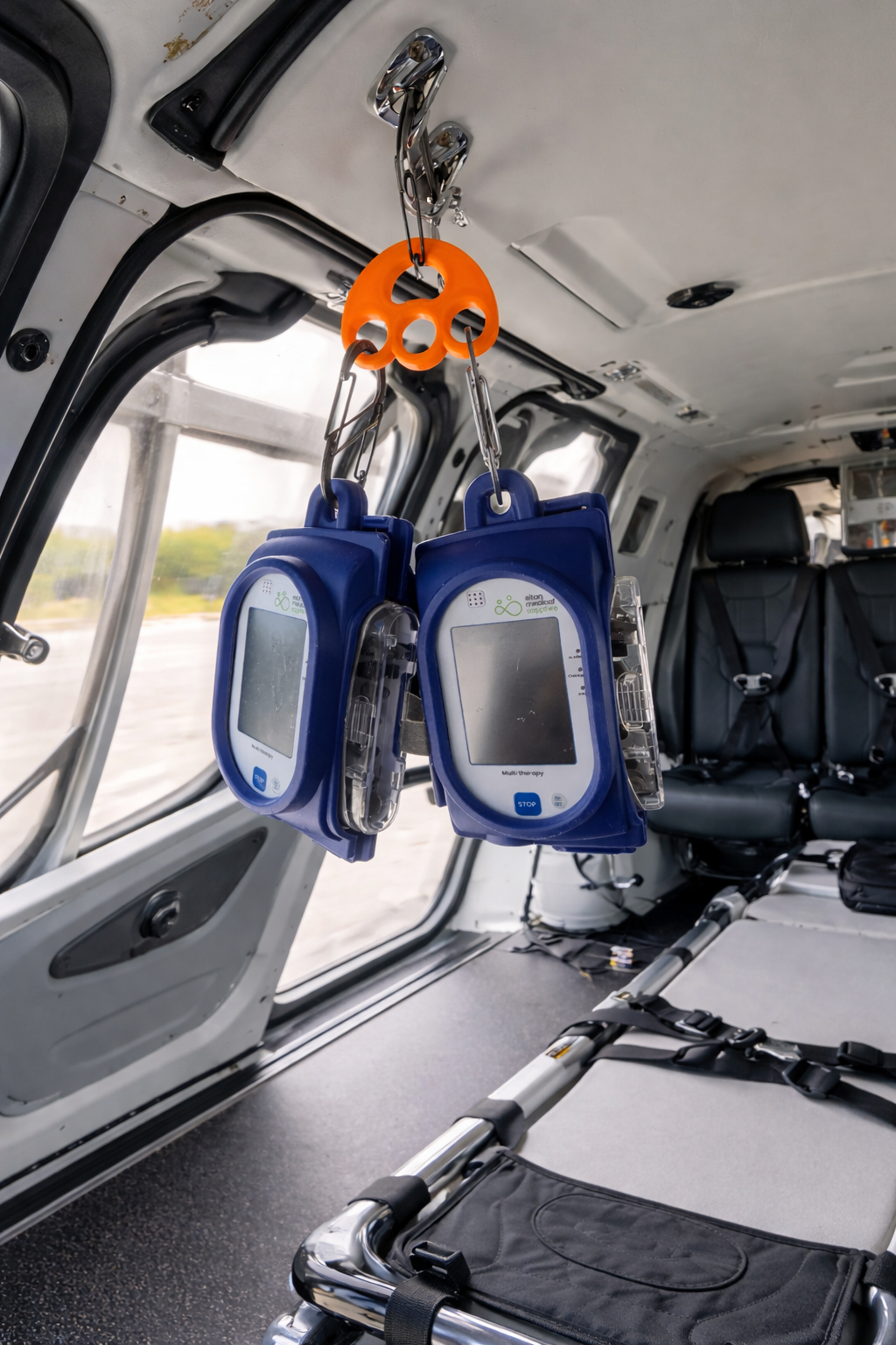 IV holder in a helicopter