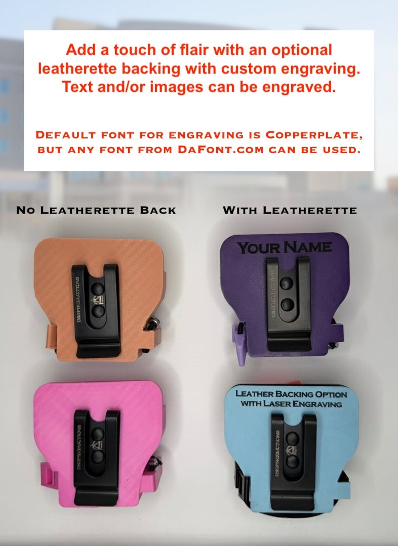 Two sharpener designs with and without leatherette backing on a white background.