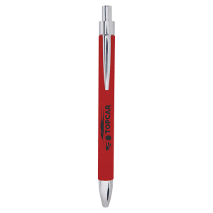 Red pen with silver accents on a transparent background