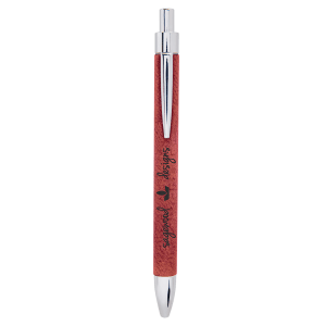 Red pen with silver accents on a white background